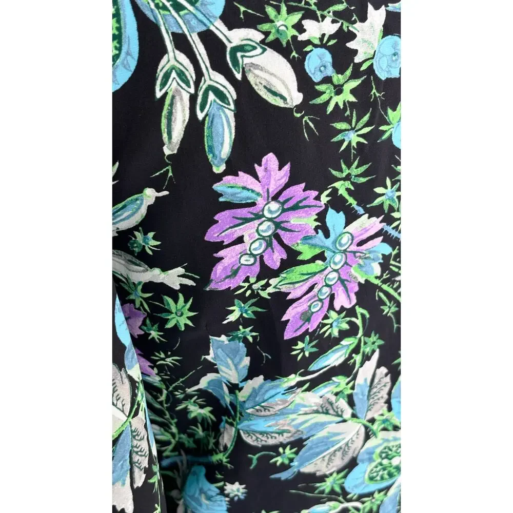 Rhode V Neck Floral Ina Midi Dress Hibiscus Women Size 4 New Bubble Short Sleeve